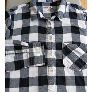 Merona Buffalo Plaid Henley Flannel Shirt Medium cotton long sleeve pullover